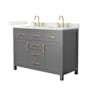 Wyndham Collection Beckett 48" Free Standing Double Basin Vanity Set with Cabinet and Quartz Vanity Top Dark Gray / Giotto Quartz Top / Brushed Gold Hardware