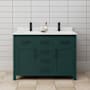 Wyndham Collection Beckett 48" Free Standing Double Basin Vanity Set with Cabinet and Cultured Marble Vanity Top Green / Carrara Cultured Marble Top / Matte Black Hardware