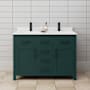 Wyndham Collection Beckett 48" Free Standing Double Basin Vanity Set with Cabinet and Cultured Marble Vanity Top Green / White Cultured Marble Top / Matte Black Hardware