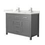 Wyndham Collection Beckett 48" Free Standing Double Basin Vanity Set with Cabinet and Quartz Vanity Top Dark Gray / Giotto Quartz Top / Brushed Nickel Hardware