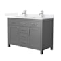 Wyndham Collection Beckett 48" Free Standing Double Basin Vanity Set with Cabinet and Quartz Vanity Top Dark Gray / White Quartz Top / Brushed Nickel Hardware