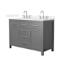 Wyndham Collection Beckett 48" Free Standing Double Basin Vanity Set with Cabinet and Quartz Vanity Top Dark Gray / White Quartz Top / Brushed Nickel Hardware