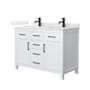 Wyndham Collection Beckett 48" Free Standing Double Basin Vanity Set with Cabinet and Quartz Vanity Top White / Giotto Quartz Top / Matte Black Hardware