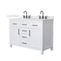 Wyndham Collection Beckett 48" Free Standing Double Basin Vanity Set with Cabinet and Quartz Vanity Top White / Giotto Quartz Top / Matte Black Hardware