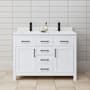 Wyndham Collection Beckett 48" Free Standing Double Basin Vanity Set with Cabinet and Cultured Marble Vanity Top White / White Cultured Marble Top / Matte Black Hardware