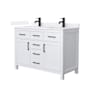 Wyndham Collection Beckett 48" Free Standing Double Basin Vanity Set with Cabinet and Quartz Vanity Top White / White Quartz Top / Matte Black Hardware