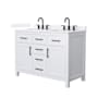 Wyndham Collection Beckett 48" Free Standing Double Basin Vanity Set with Cabinet and Quartz Vanity Top White / White Quartz Top / Matte Black Hardware