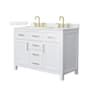 Wyndham Collection Beckett 48" Free Standing Double Basin Vanity Set with Cabinet and Quartz Vanity Top White / Giotto Quartz Top / Brushed Gold Hardware