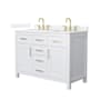 Wyndham Collection Beckett 48" Free Standing Double Basin Vanity Set with Cabinet and Quartz Vanity Top White / White Quartz Top / Brushed Gold Hardware