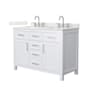 Wyndham Collection Beckett 48" Free Standing Double Basin Vanity Set with Cabinet and Quartz Vanity Top White / Giotto Quartz Top / Brushed Nickel Hardware
