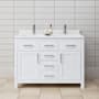 Wyndham Collection Beckett 48" Free Standing Double Basin Vanity Set with Cabinet and Cultured Marble Vanity Top White / White Cultured Marble Top / Brushed Nickel Hardware