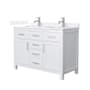 Wyndham Collection Beckett 48" Free Standing Double Basin Vanity Set with Cabinet and Quartz Vanity Top White / White Quartz Top / Brushed Nickel Hardware