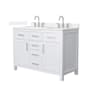 Wyndham Collection Beckett 48" Free Standing Double Basin Vanity Set with Cabinet and Quartz Vanity Top White / White Quartz Top / Brushed Nickel Hardware