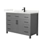 Wyndham Collection Beckett 48" Free Standing Single Basin Vanity Set with Cabinet and Quartz Vanity Top Dark Gray / Giotto Quartz Top / Matte Black Hardware