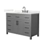 Wyndham Collection Beckett 48" Free Standing Single Basin Vanity Set with Cabinet and Quartz Vanity Top Dark Gray / Giotto Quartz Top / Matte Black Hardware