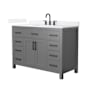 Wyndham Collection Beckett 48" Free Standing Single Basin Vanity Set with Cabinet and Quartz Vanity Top Dark Gray / White Quartz Top / Matte Black Hardware