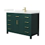 Wyndham Collection Beckett 48" Free Standing Single Basin Vanity Set with Cabinet and Quartz Vanity Top Green / Giotto Quartz Top / Brushed Gold Hardware