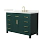 Wyndham Collection Beckett 48" Free Standing Single Basin Vanity Set with Cabinet and Quartz Vanity Top Green / Giotto Quartz Top / Brushed Gold Hardware