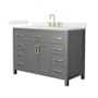 Wyndham Collection Beckett 48" Free Standing Single Basin Vanity Set with Cabinet and Quartz Vanity Top Dark Gray / Giotto Quartz Top / Brushed Gold Hardware