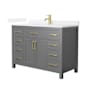 Wyndham Collection Beckett 48" Free Standing Single Basin Vanity Set with Cabinet and Quartz Vanity Top Dark Gray / White Quartz Top / Brushed Gold Hardware