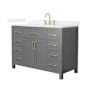 Wyndham Collection Beckett 48" Free Standing Single Basin Vanity Set with Cabinet and Quartz Vanity Top Dark Gray / White Quartz Top / Brushed Gold Hardware