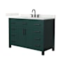 Wyndham Collection Beckett 48" Free Standing Single Basin Vanity Set with Cabinet and Quartz Vanity Top Green / Giotto Quartz Top / Matte Black Hardware