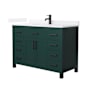Wyndham Collection Beckett 48" Free Standing Single Basin Vanity Set with Cabinet and Quartz Vanity Top Green / White Quartz Top / Matte Black Hardware