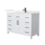 Wyndham Collection Beckett 48" Free Standing Single Basin Vanity Set with Cabinet and Quartz Vanity Top White / Giotto Quartz Top / Matte Black Hardware