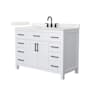 Wyndham Collection Beckett 48" Free Standing Single Basin Vanity Set with Cabinet and Quartz Vanity Top White / Giotto Quartz Top / Matte Black Hardware