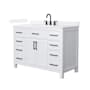 Wyndham Collection Beckett 48" Free Standing Single Basin Vanity Set with Cabinet and Quartz Vanity Top White / White Quartz Top / Matte Black Hardware