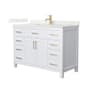 Wyndham Collection Beckett 48" Free Standing Single Basin Vanity Set with Cabinet and Quartz Vanity Top White / Giotto Quartz Top / Brushed Gold Hardware