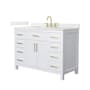 Wyndham Collection Beckett 48" Free Standing Single Basin Vanity Set with Cabinet and Quartz Vanity Top White / Giotto Quartz Top / Brushed Gold Hardware