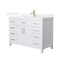 Wyndham Collection Beckett 48" Free Standing Single Basin Vanity Set with Cabinet and Quartz Vanity Top White / White Quartz Top / Brushed Gold Hardware