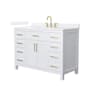Wyndham Collection Beckett 48" Free Standing Single Basin Vanity Set with Cabinet and Quartz Vanity Top White / White Quartz Top / Brushed Gold Hardware