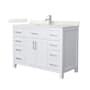 Wyndham Collection Beckett 48" Free Standing Single Basin Vanity Set with Cabinet and Quartz Vanity Top White / Giotto Quartz Top / Brushed Nickel Hardware