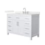 Wyndham Collection Beckett 48" Free Standing Single Basin Vanity Set with Cabinet and Quartz Vanity Top White / Giotto Quartz Top / Brushed Nickel Hardware