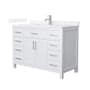 Wyndham Collection Beckett 48" Free Standing Single Basin Vanity Set with Cabinet and Quartz Vanity Top White / White Quartz Top / Brushed Nickel Hardware