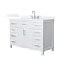 Wyndham Collection Beckett 48" Free Standing Single Basin Vanity Set with Cabinet and Quartz Vanity Top White / White Quartz Top / Brushed Nickel Hardware