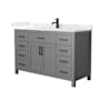 Wyndham Collection Beckett 54" Free Standing Single Basin Vanity Set with Cabinet and Quartz Vanity Top Dark Gray / Giotto Quartz Top / Matte Black Hardware