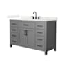 Wyndham Collection Beckett 54" Free Standing Single Basin Vanity Set with Cabinet and Quartz Vanity Top Dark Gray / Giotto Quartz Top / Matte Black Hardware