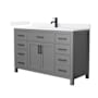 Wyndham Collection Beckett 54" Free Standing Single Basin Vanity Set with Cabinet and Quartz Vanity Top Dark Gray / White Quartz Top / Matte Black Hardware