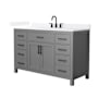 Wyndham Collection Beckett 54" Free Standing Single Basin Vanity Set with Cabinet and Quartz Vanity Top Dark Gray / White Quartz Top / Matte Black Hardware
