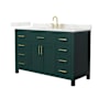 Wyndham Collection Beckett 54" Free Standing Single Basin Vanity Set with Cabinet and Quartz Vanity Top Green / Giotto Quartz Top / Brushed Gold Hardware