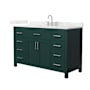 Wyndham Collection Beckett 54" Free Standing Single Basin Vanity Set with Cabinet and Quartz Vanity Top Green / Giotto Quartz Top / Brushed Nickel Hardware