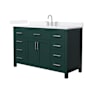 Wyndham Collection Beckett 54" Free Standing Single Basin Vanity Set with Cabinet and Quartz Vanity Top Green / White Quartz Top / Brushed Nickel Hardware
