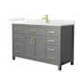 Wyndham Collection Beckett 54" Free Standing Single Basin Vanity Set with Cabinet and Quartz Vanity Top Dark Gray / Giotto Quartz Top / Brushed Gold Hardware