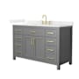 Wyndham Collection Beckett 54" Free Standing Single Basin Vanity Set with Cabinet and Quartz Vanity Top Dark Gray / Giotto Quartz Top / Brushed Gold Hardware