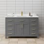 Wyndham Collection Beckett 54" Free Standing Single Basin Vanity Set with Cabinet and Cultured Marble Vanity Top Dark Gray / White Cultured Marble Top / Brushed Gold Hardware