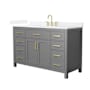Wyndham Collection Beckett 54" Free Standing Single Basin Vanity Set with Cabinet and Quartz Vanity Top Dark Gray / White Quartz Top / Brushed Gold Hardware