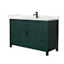 Wyndham Collection Beckett 54" Free Standing Single Basin Vanity Set with Cabinet and Quartz Vanity Top Green / Giotto Quartz Top / Matte Black Hardware